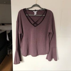 Cropped Sweater with Flared Sleeves